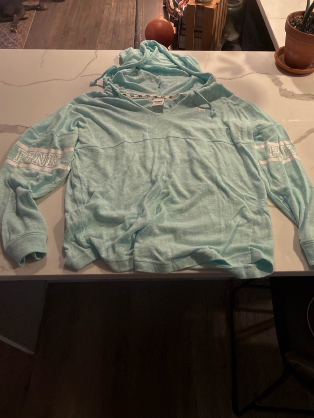 PINK Victoria's Secret Light Aqua Hoodie Sweater